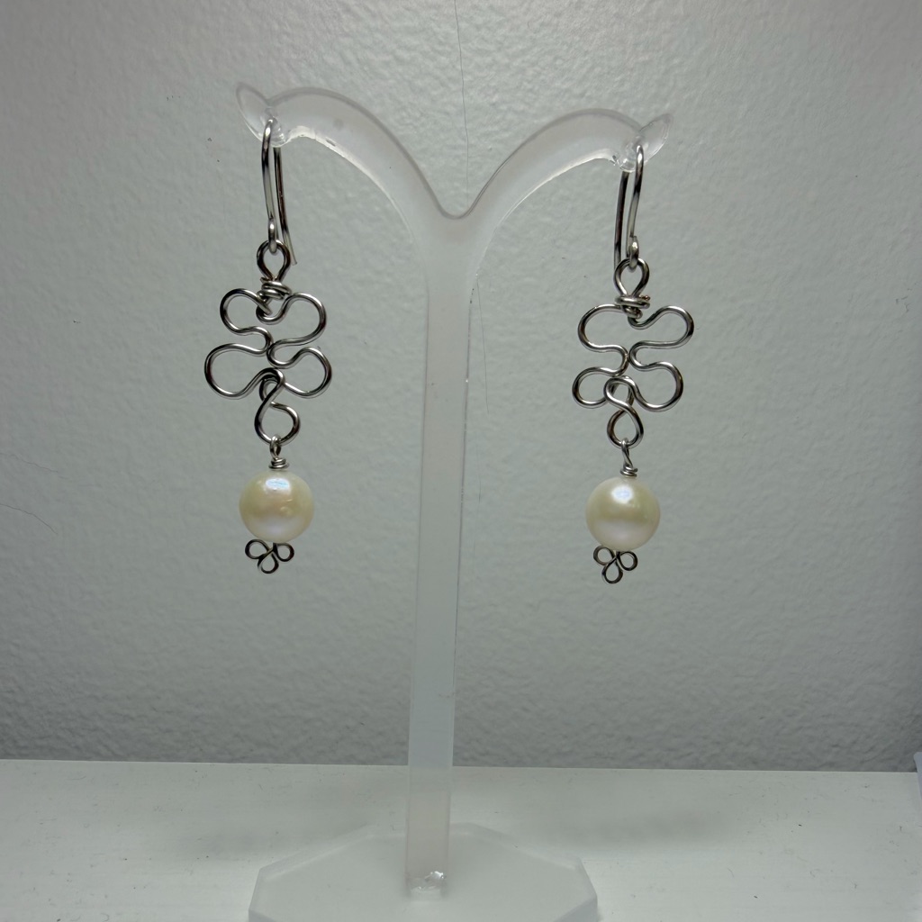 Puzzle Piece Pearl Drop Earrings